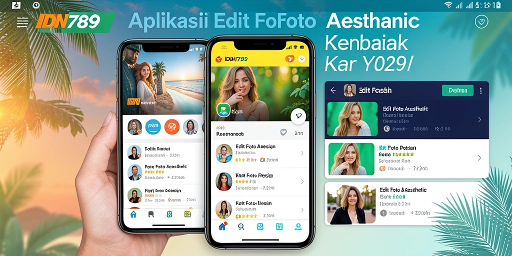 Tampilan antarmuka IDN789 untuk fitur Edit Foto Aesthetic.