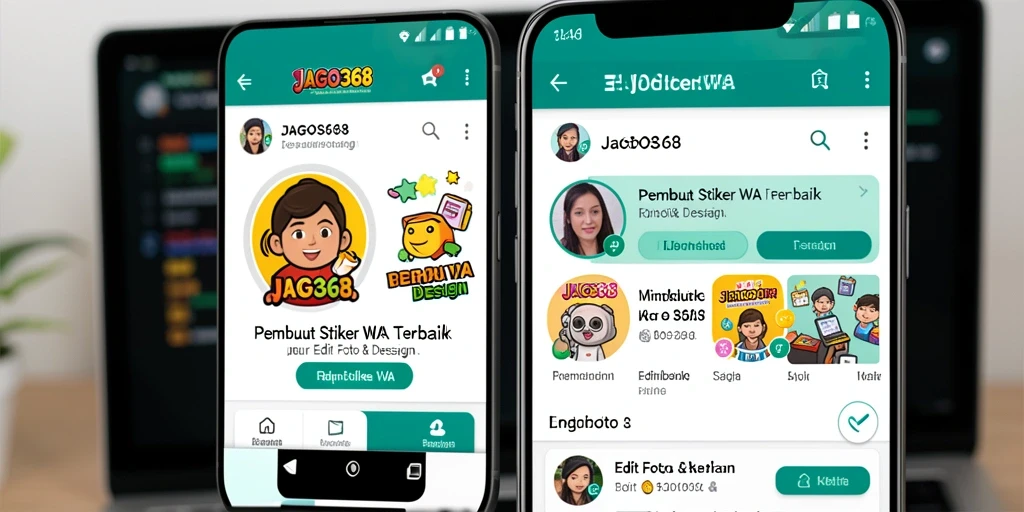 Antarmuka aplikasi JAGO368 untuk membuat stiker WA yang menarik dan mudah.